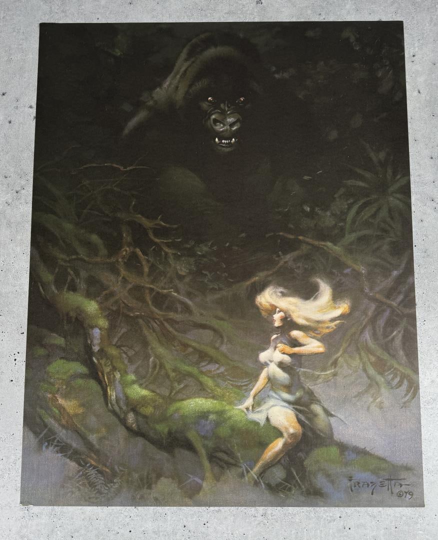 Vintage Frank Frazetta Print Kong Gorilla Fantasy: 20 1/2" by 16"