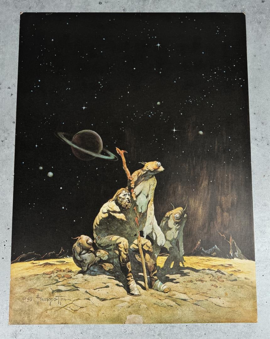 Vintage Frank Frazetta Print Stranded: 21.55" by 16 1/4"