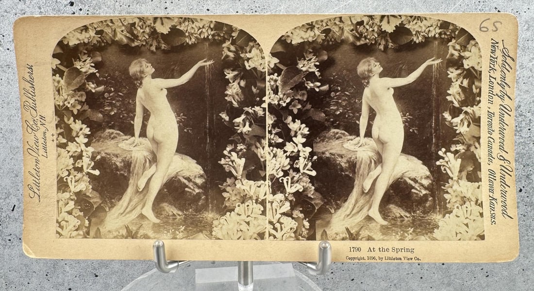 1896 Littleton View Co Risque Nude Stereoview: Number 1790 At The Spring