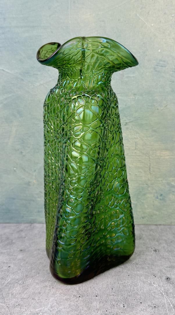 Christopher Dresser Loetz Art Glass Vase: 7 3/4" tall by 3 1/2" in diameter. Damaged as shown