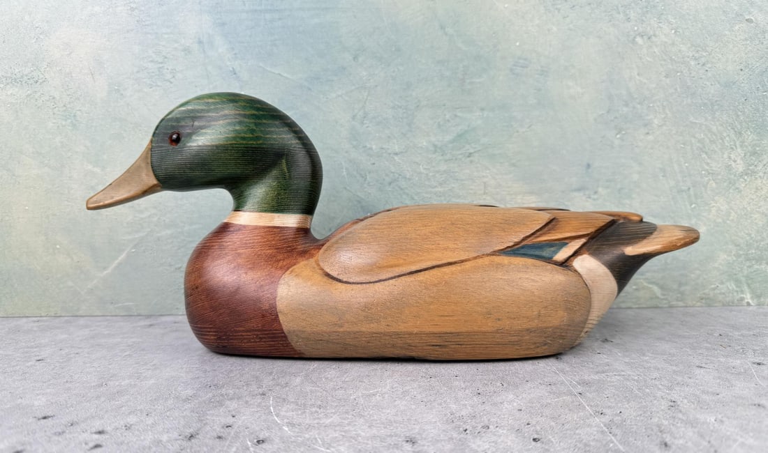 Ducks Unlimited Tom Taber Duck Decoy: 1986-87. 15" long by 6" tall by 5 1/2" wide.
