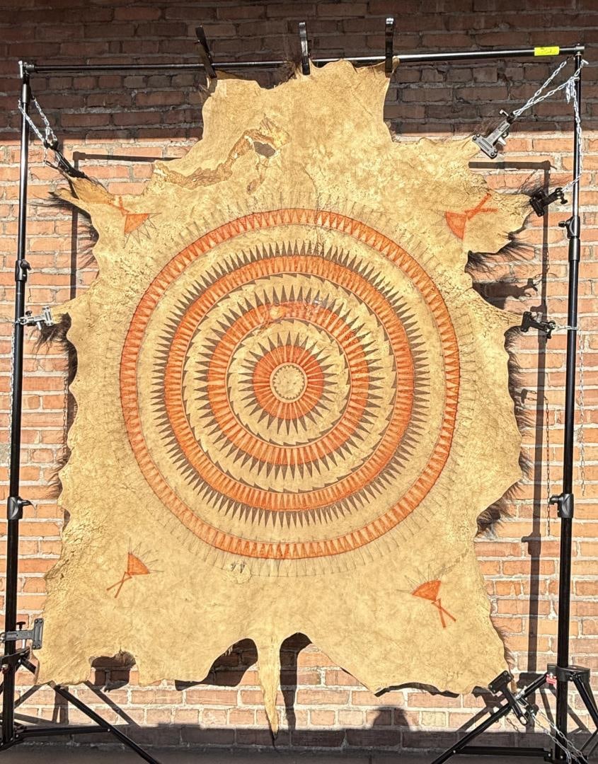 Native American Indian Painted Buffalo Robe (1 of 7)