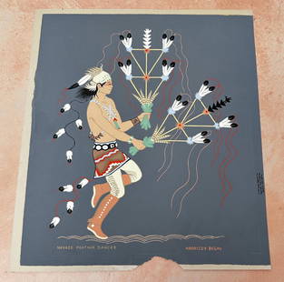 Harrison Begay Navajo Feather Dancer Serigraph: 11" by 13". Serigraph or Silk Screen on Paper.