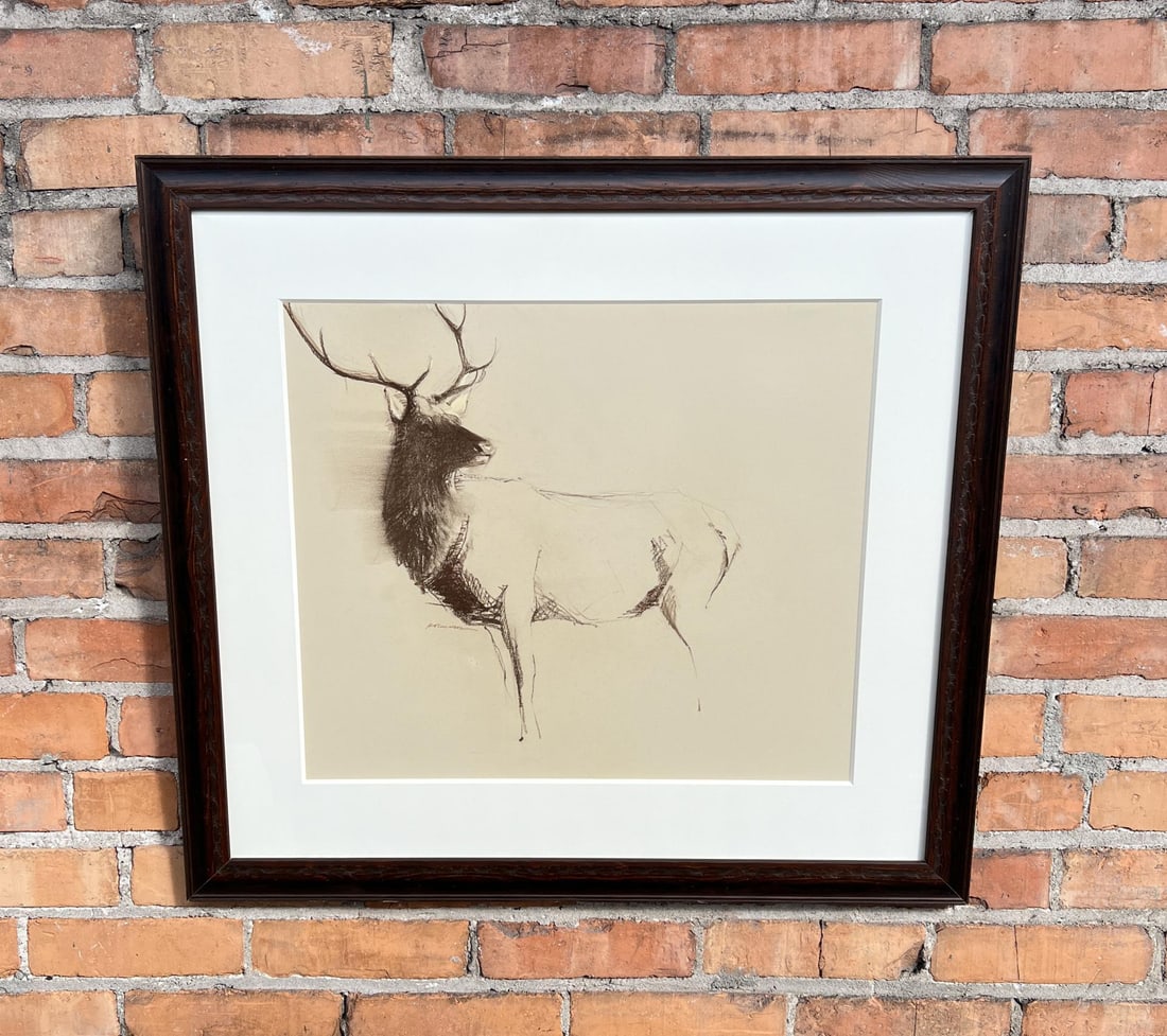 Kathryn Mapes Turner Conte Crayon Elk Drawing (1 of 4)