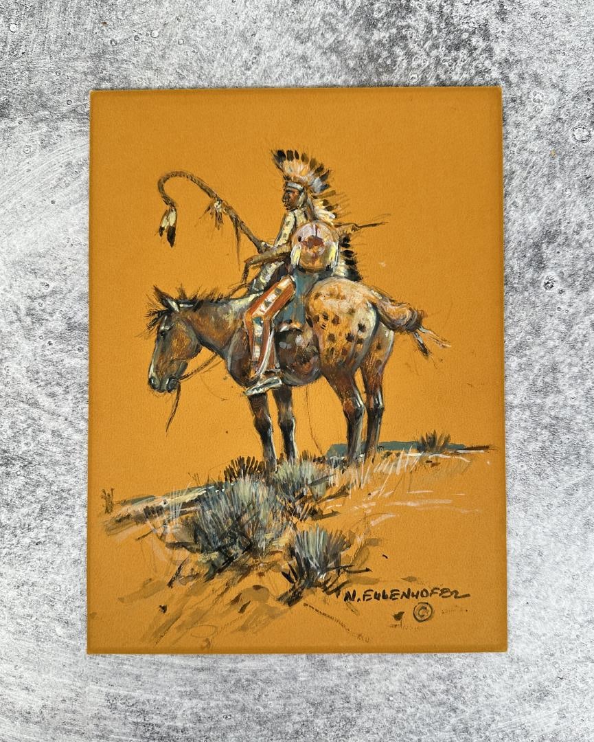 Nick Eggenhofer Indian Warrior Gouache Painting (1 of 3)