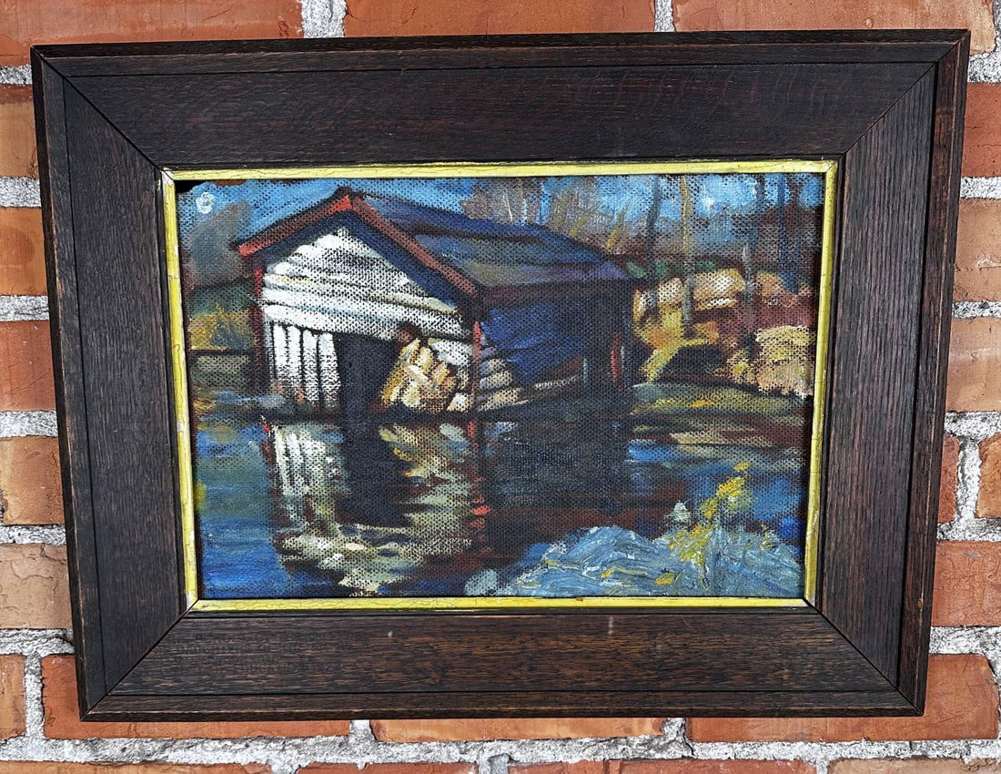 Arts & Crafts Canadian Oil on Board Painting (1 of 6)