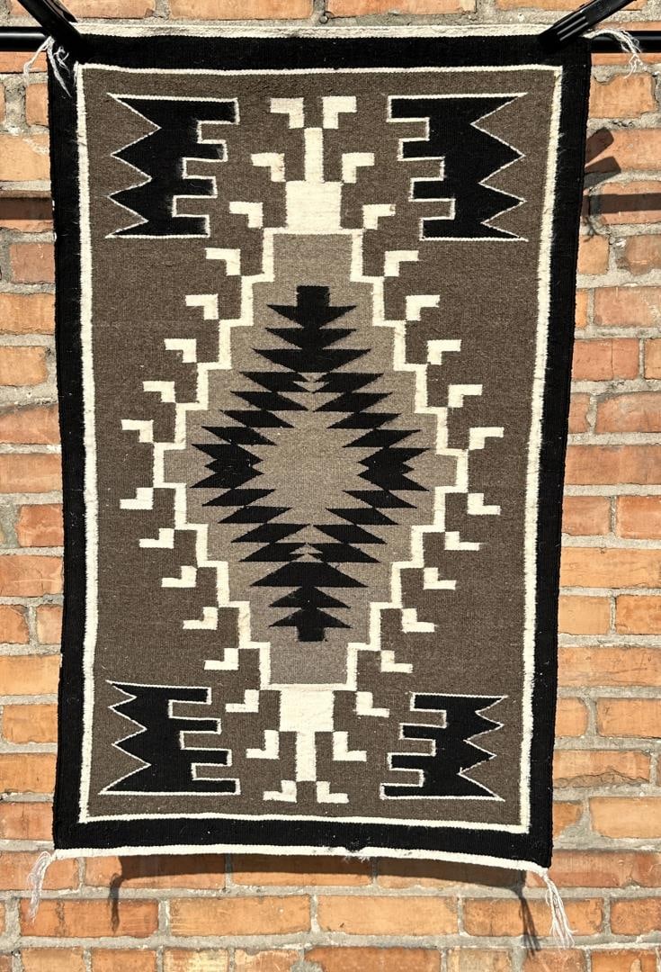 Navajo Indian Two Grey Hills Blanket Rug (1 of 4)