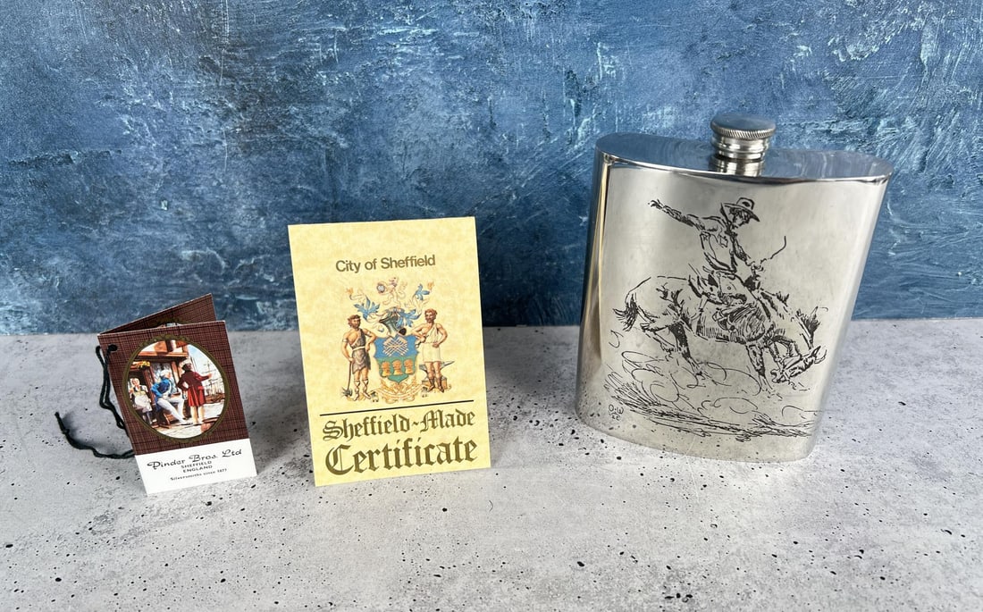 Olaf Wieghorst Pewter Flask (1 of 9)