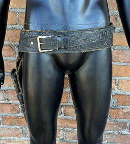 Tooled Leather Cowboy Pistol Holster