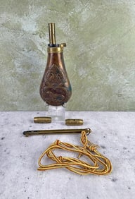 Black Powder Copper Powder Flask and Capper