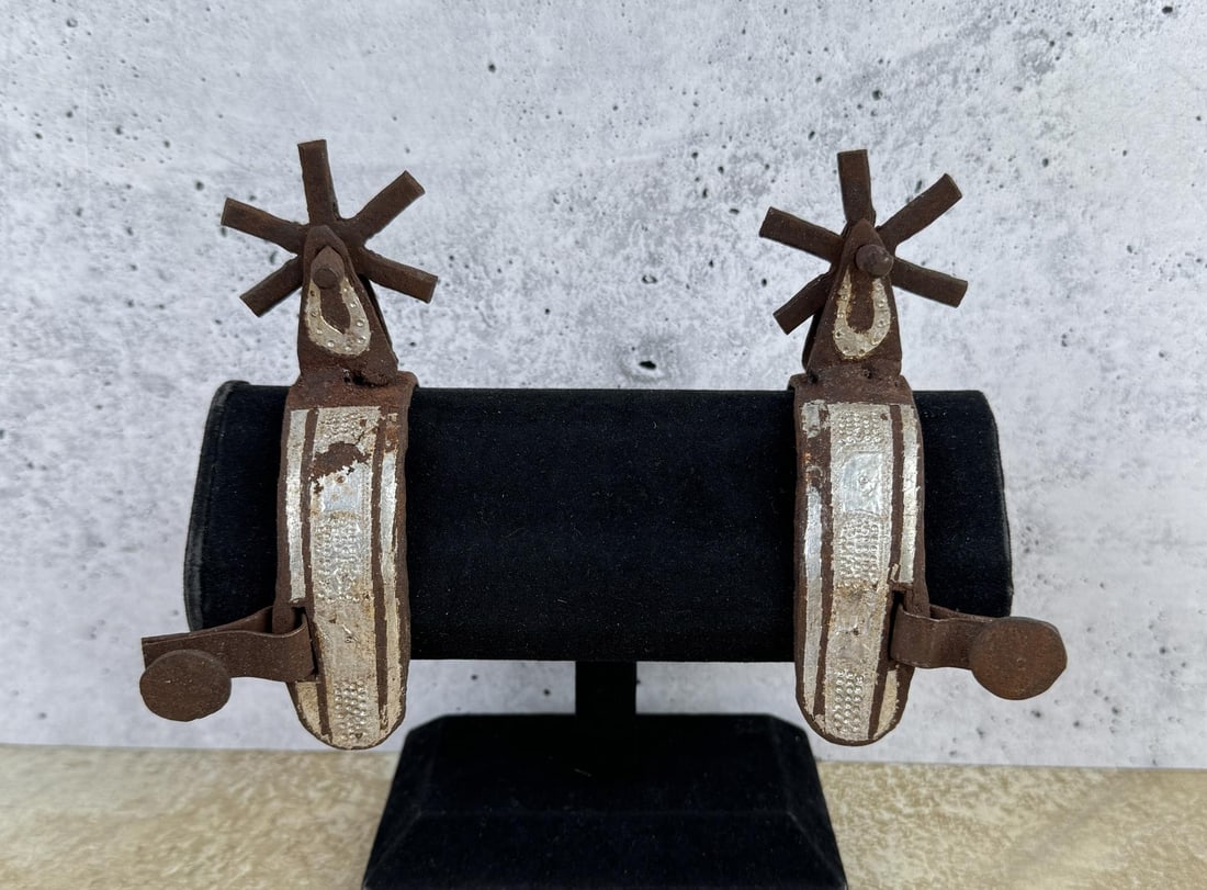 Antique Mexican Charro Cowboy Spurs: 4" long.