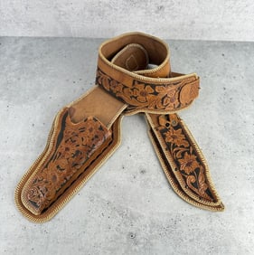 Tooled Leather Gunfighter Belt