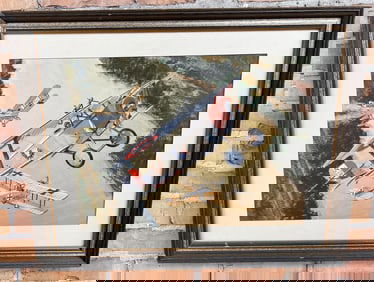 WWI WW1 Michael Hagel Watercolor On Board Painting