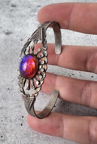 Sterling Silver Dragon's Breath Glass Bracelet