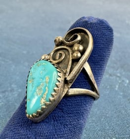 Phillip J Morse Chippewa Sterling Turquoise Ring