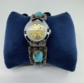 Alfonso Penketewa Zuni Sterling Turquoise Watch