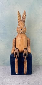 Hand Carved Articulated Wooden Rabbit Hare