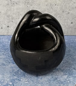 Santa Clara Pueblo Black On Black Pottery Basket