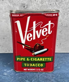 Velvet Pipe and Cigarette Tobacco Tin