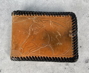 Vintage Tooled Leather Cowboy Wallet