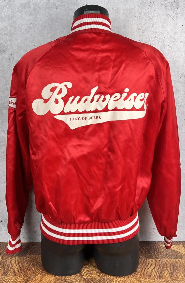 Vintage Budweiser Satin Bomber Jacket: Size Medium