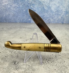 Brass & Bone Handle Folding Knife