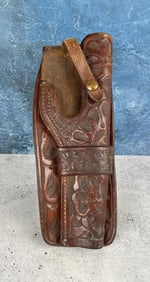 Tooled Leather Cowboy Pistol Revolver Holster