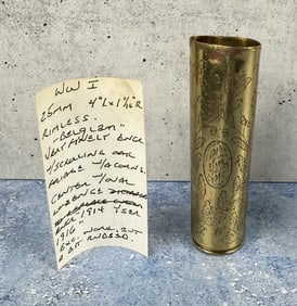 WWI WW1 Belgian 25mm Trench Art Shell Vase