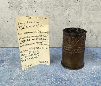 WW1 WWI Brass Shell Trench Art Vase