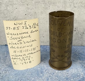 WW1 WWI Argonne Brass 37 85 Shell Trench Art Vase