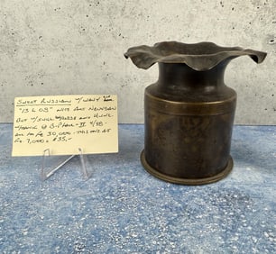 WWI WW1 Russian Trench Art Shell Vase