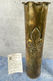 WWI WW1 French 75mm Trench Art Shell Vase