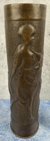 WWI WW1 French Maid Trench Art Shell Vase