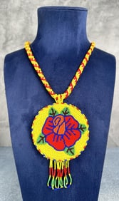Native American Indian Beaded Rosette Necklace