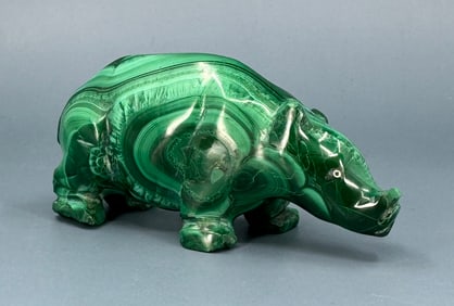 Malachite Rhinoceros Carving