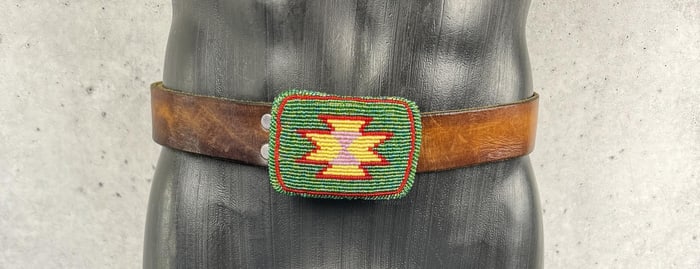 Crow Native American Indian Beaded Belt Buckle