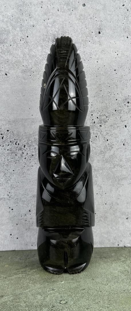 Mexico Carved Obsidian Mayan Aztec Chief (1 of 7)