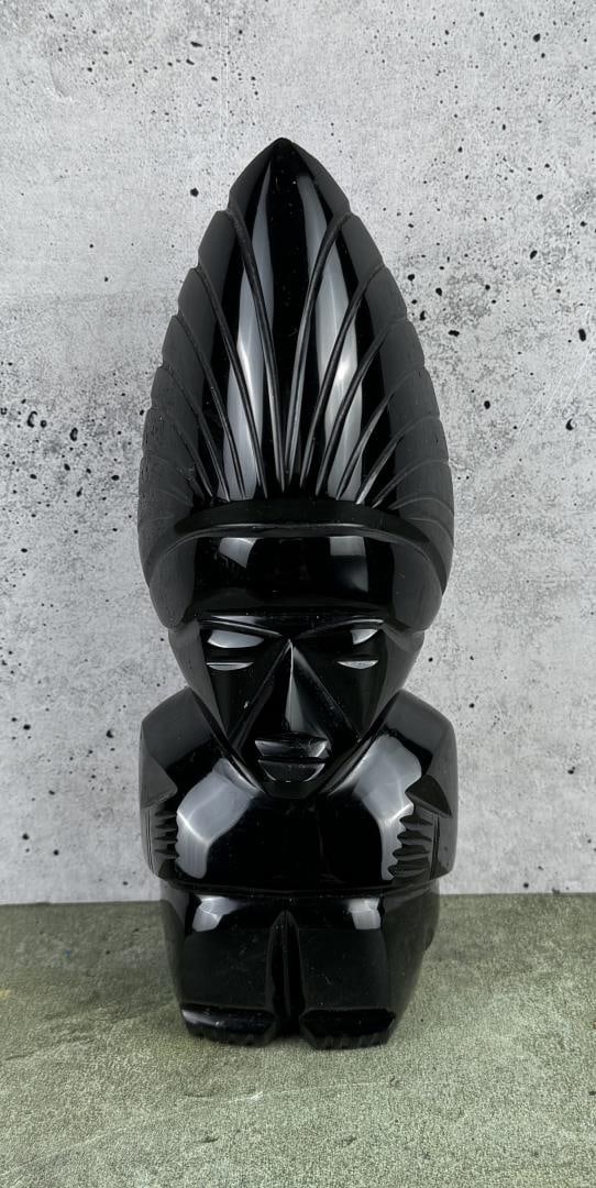 Mexico Carved Obsidian Mayan Aztec Chief (1 of 6)