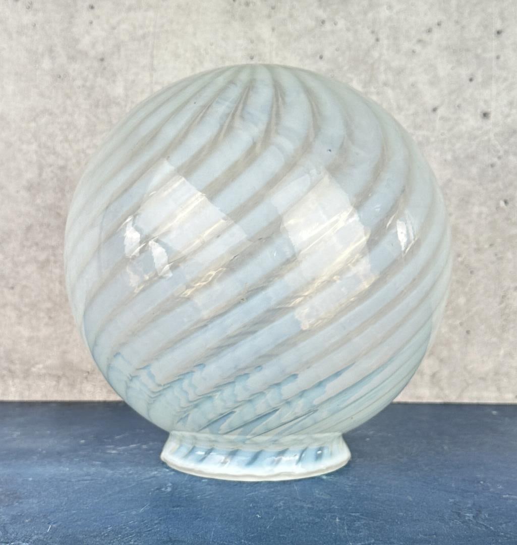 Antique Glass Opalescent Swirl Lamp Shade Globe: 8" in diameter