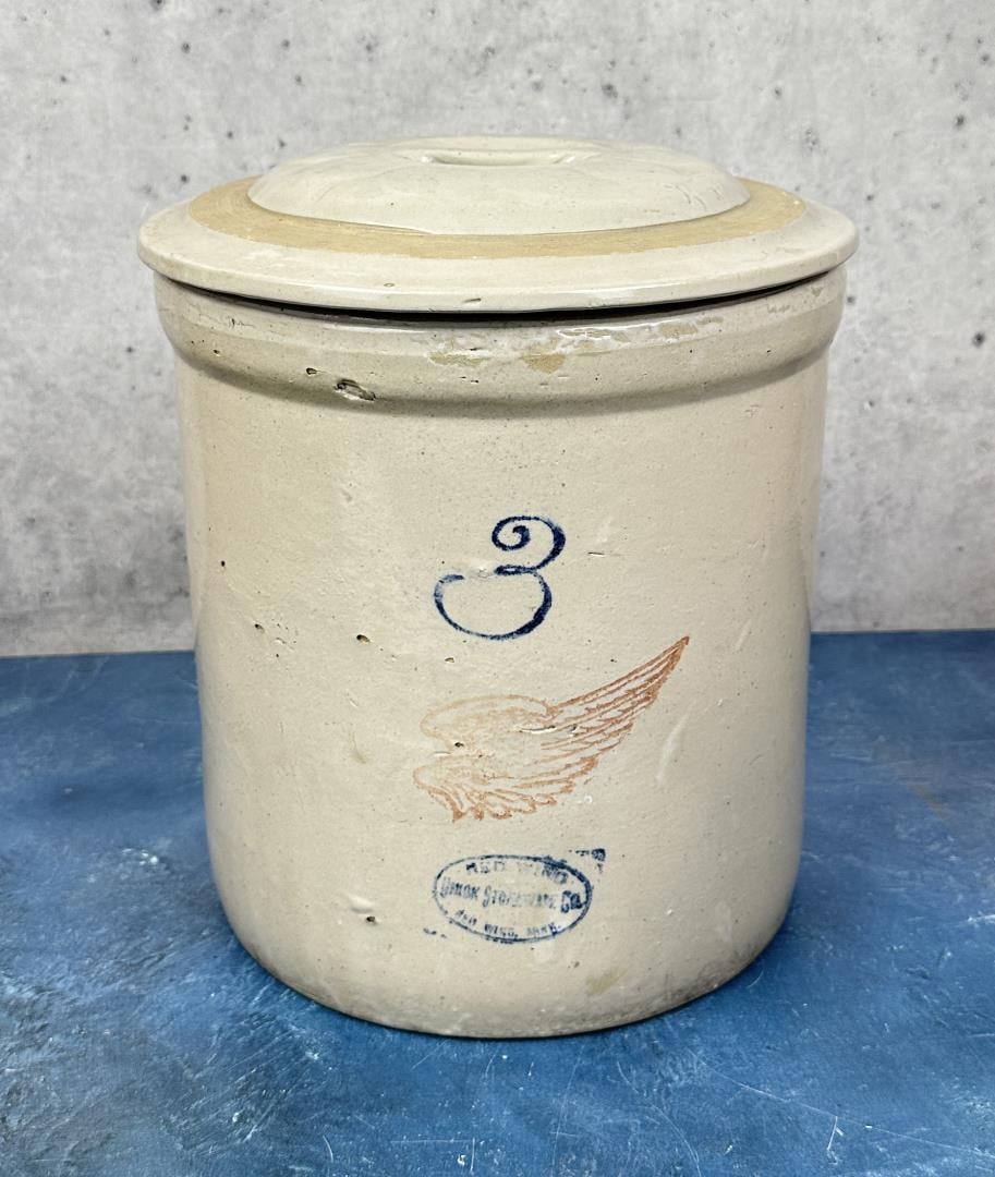 3 Gallon Red Wing Stoneware Crock With Lid: Nice set.