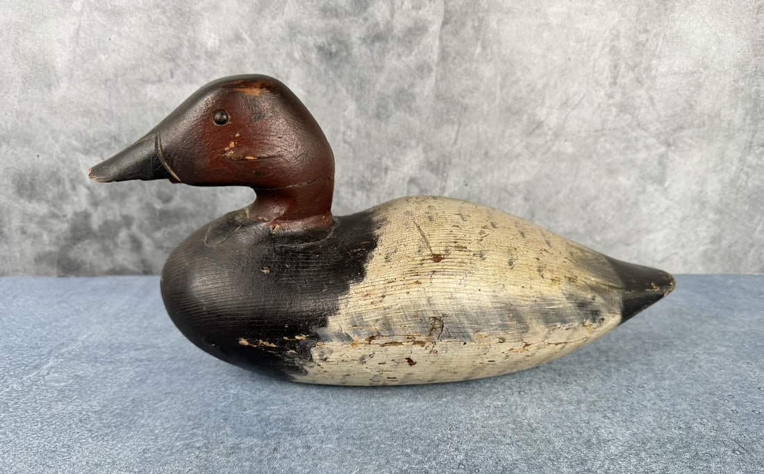 Antique Tack Eye Wood Canvasback Duck Decoy (1 of 11)