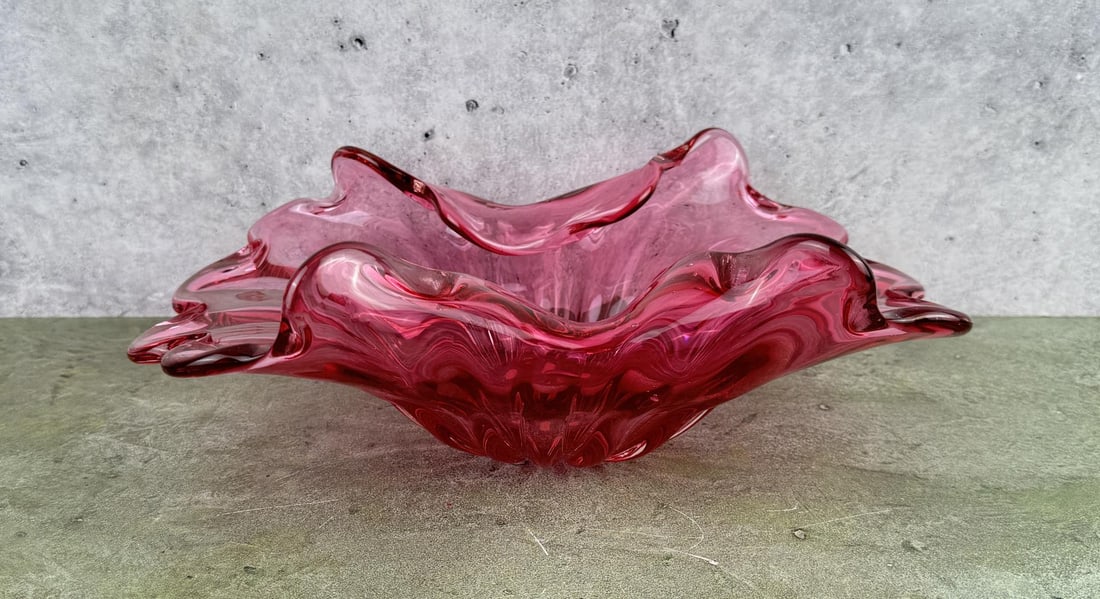 Murano Art Glass Blown Bowl: 11 1/2" by 7 1/2" by 4"