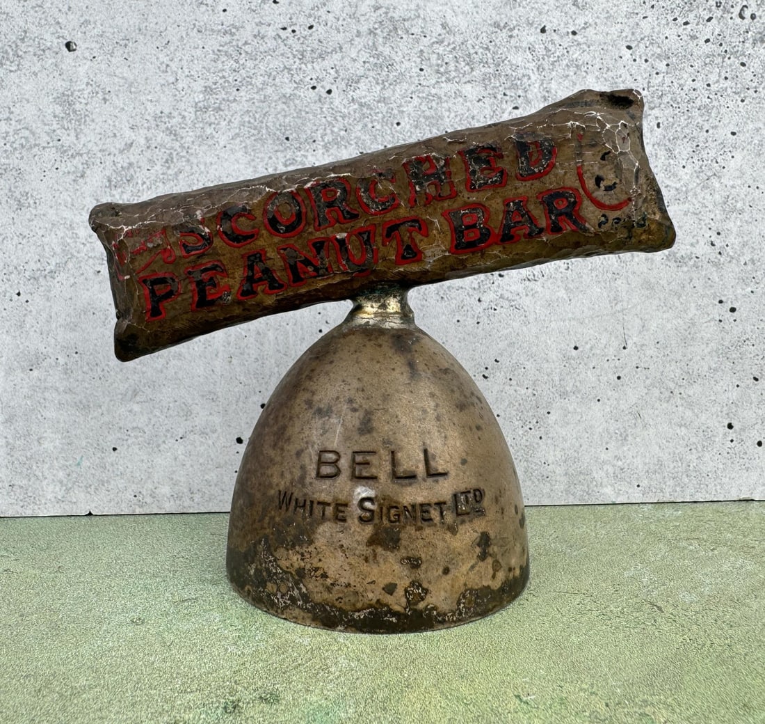 Scorched Peanut Bar Advertising Bell: Bell made by White Signet. 4" tall.
