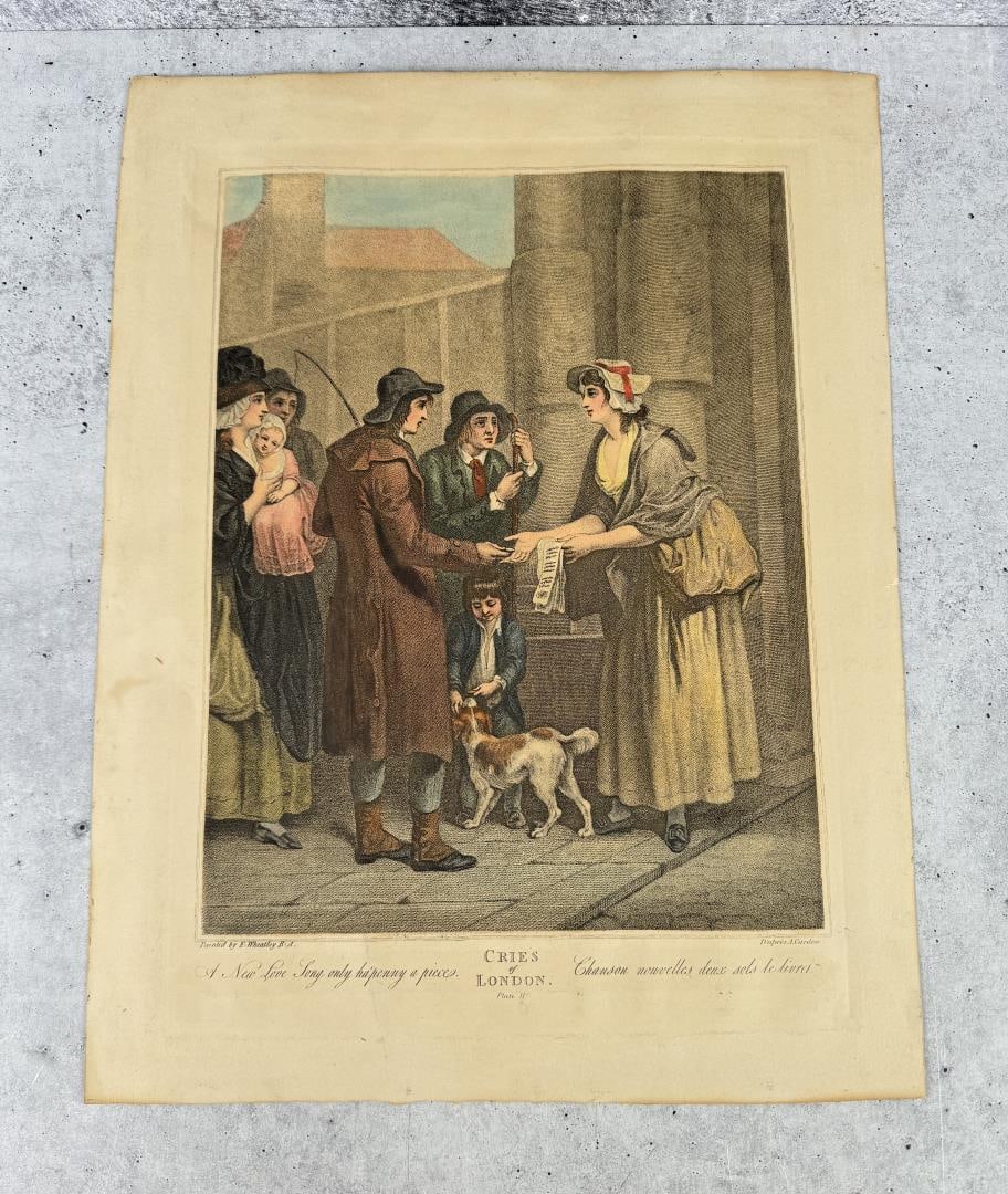 Francis Wheatley Cries Of London Framed Print: 18 3/4" by 14 3/8".