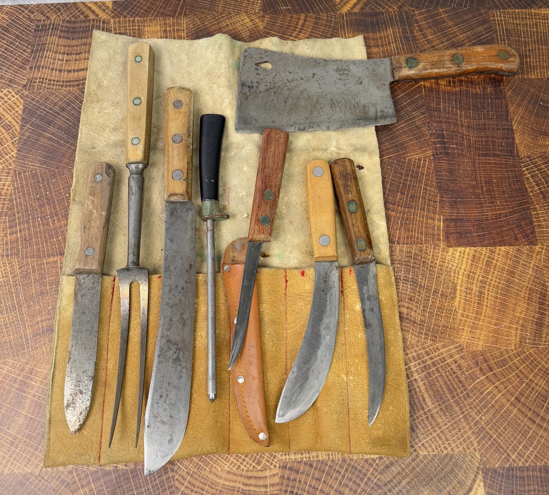 Collection of Butcher Knives and Cleaver (1 of 6)
