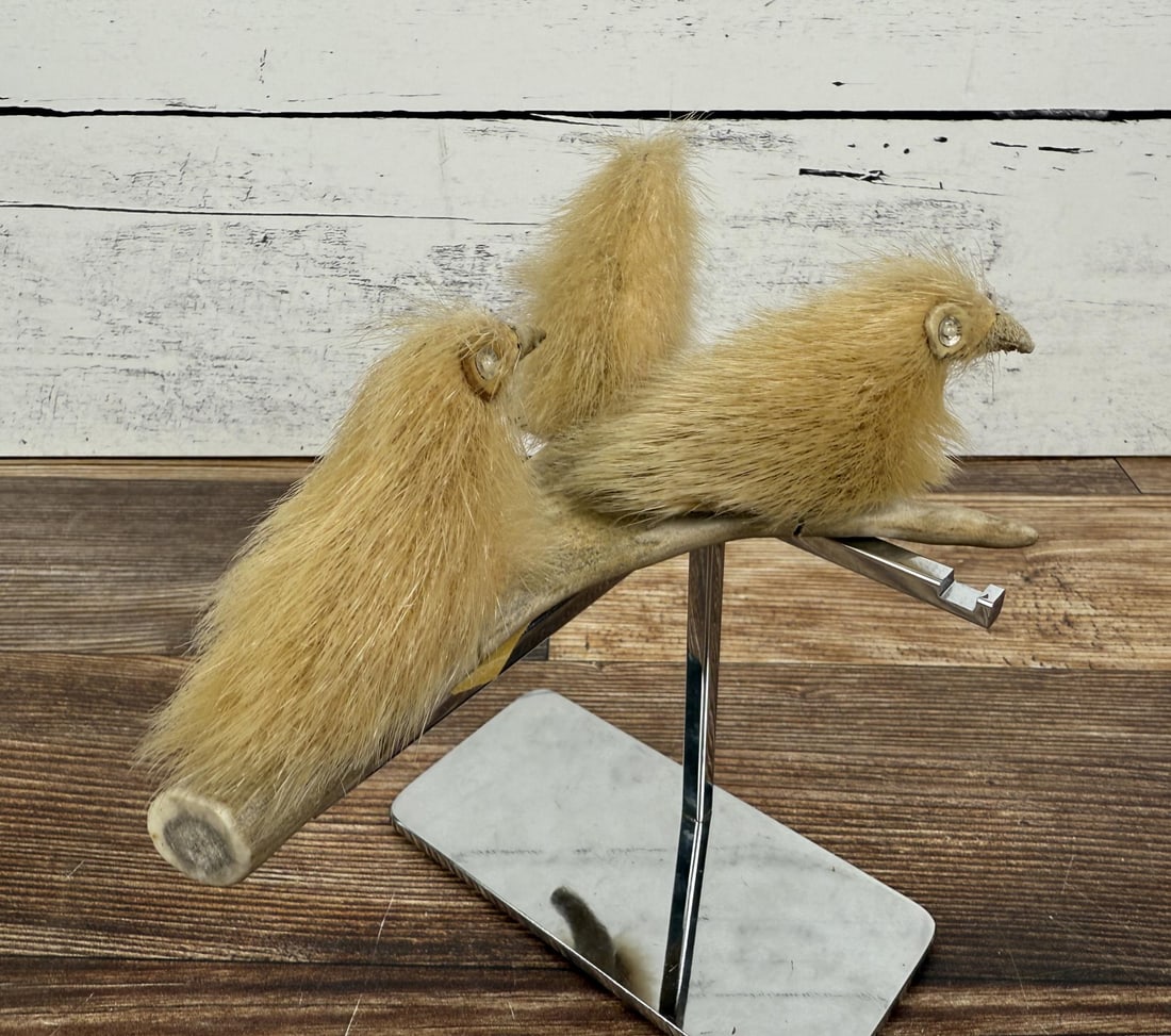 Eskimo Inuit Sealskin Birds On Caribou Antler (1 of 4)