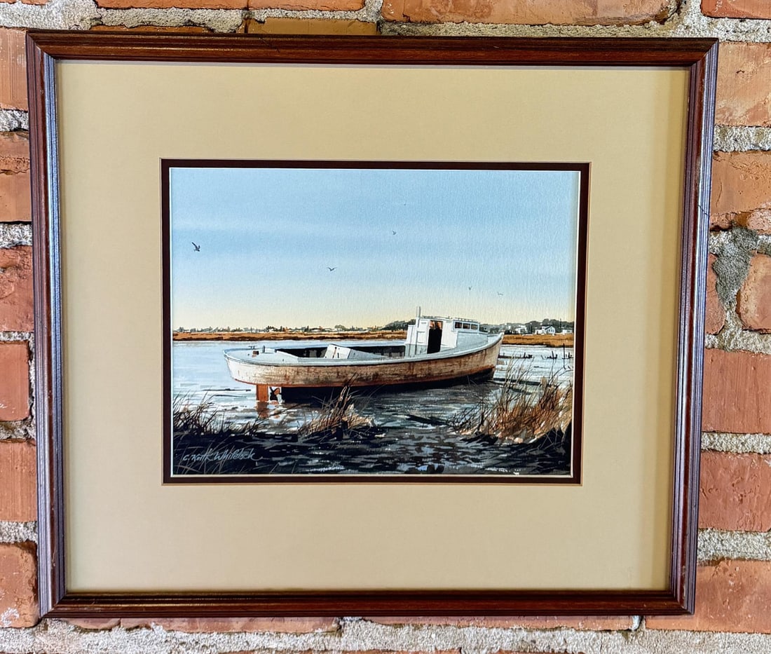 C Keith Whitelock Gouache Harbor Painting (1 of 4)