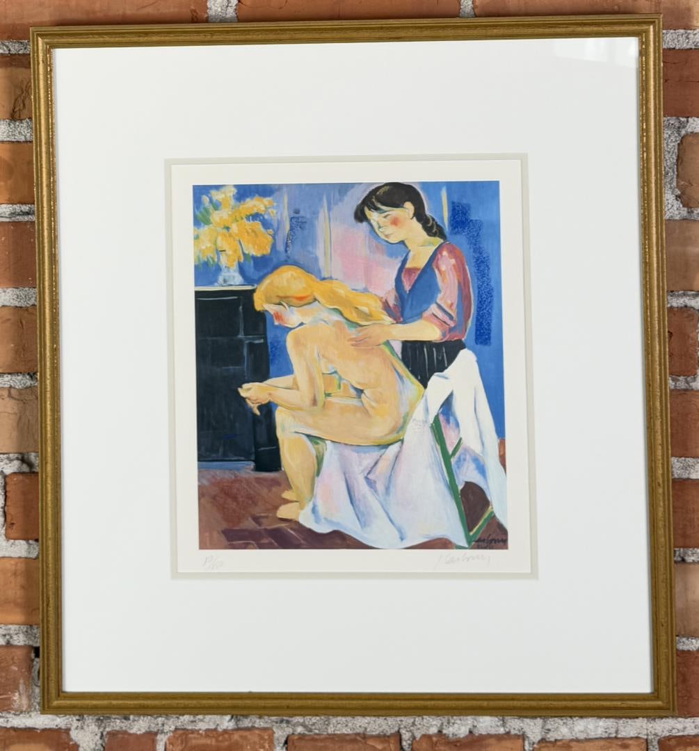 Abstract Impressionist Nude Print: Signed and Numbered. 21 3/4" by 23 3/4" framed.