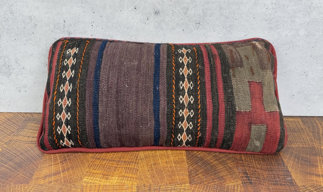 Persian Oriental Rug Kilim Pillow: 20" by 10" by 4".