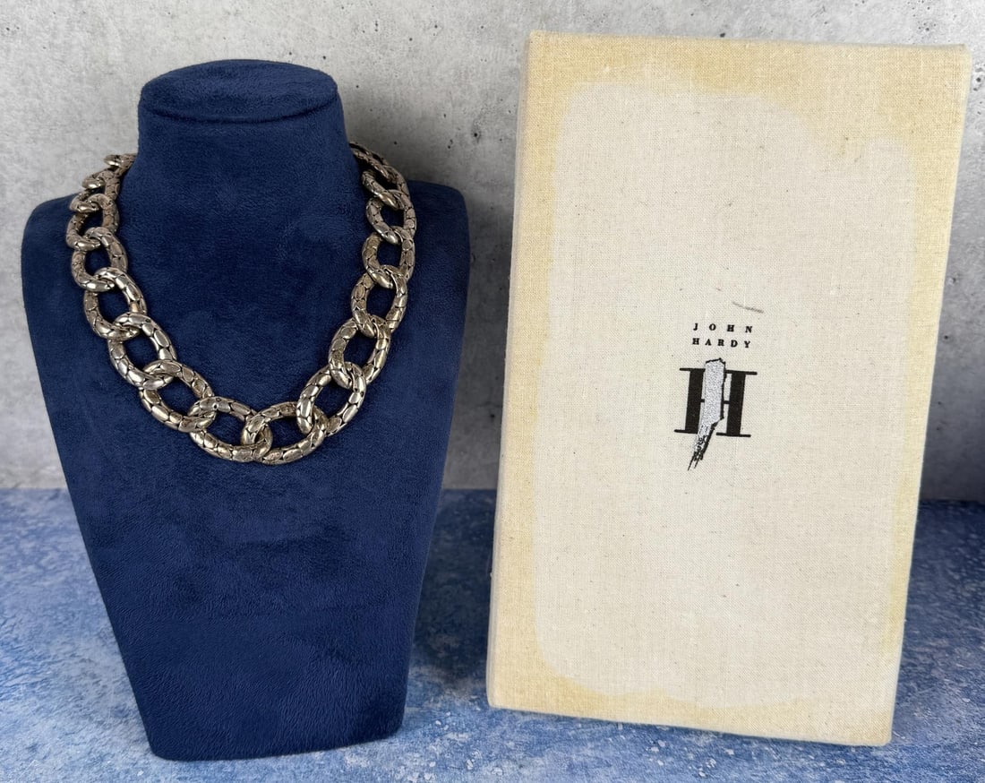 John Hardy Sterling Pebble Dot Kali Necklace: 94.6 grams. 8 1/4" long.